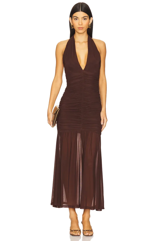 Bardot REVOLVE Sephera Halter Mesh Midi Dress