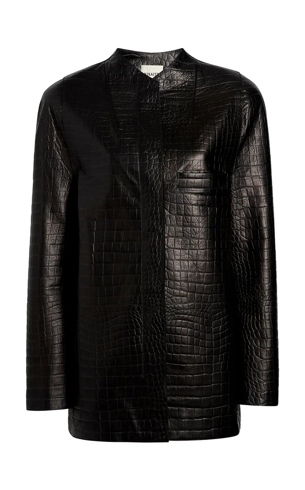 Sadie Alligator-Embossed Leather Coat