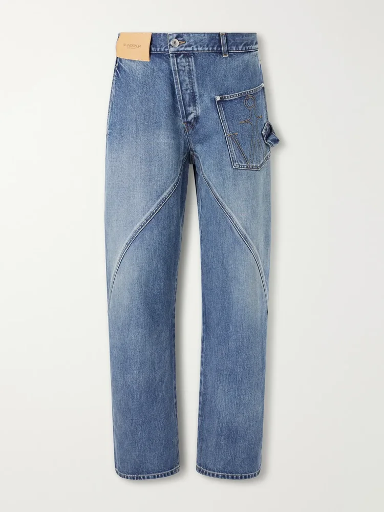 Twisted Logo-Debossed Straight-Leg Jeans