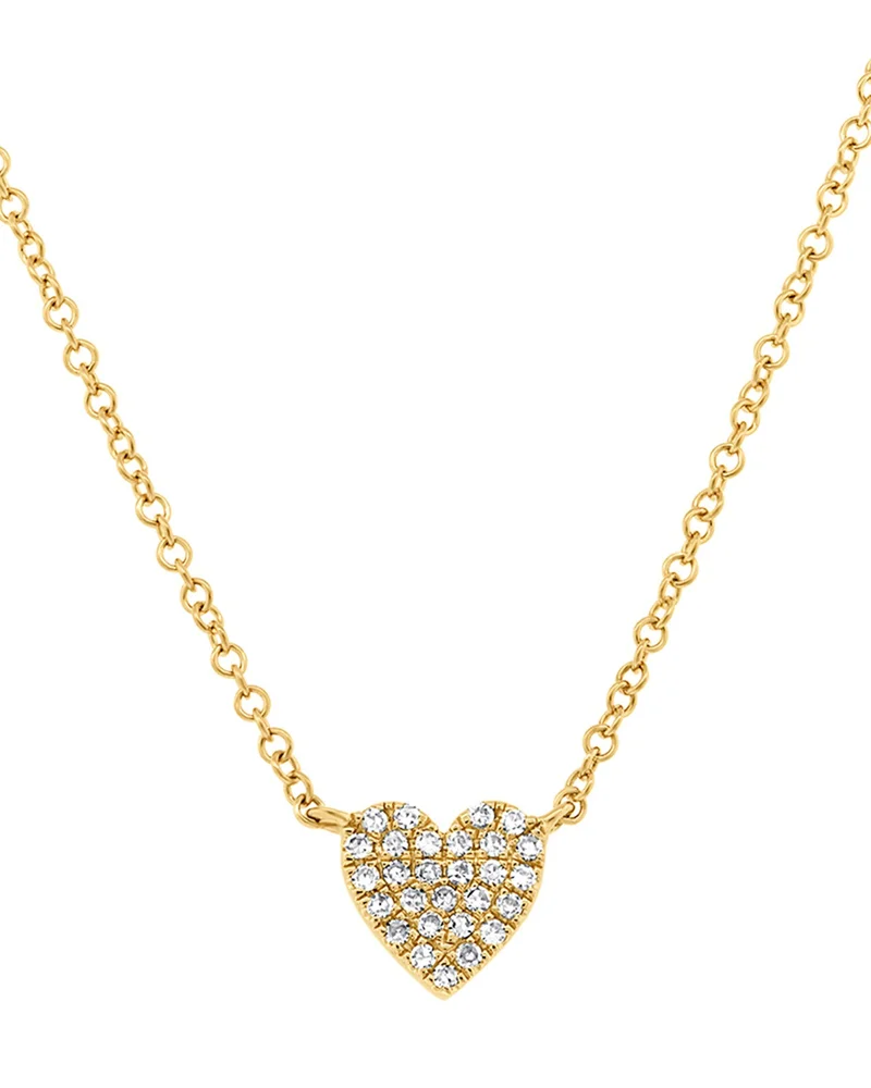 14K Gold Kate Diamond Pavé Small Heart Pendant Necklace, 0.09 tcw