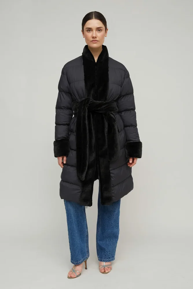 AMBRA LONG PUFFER COAT - BLACK