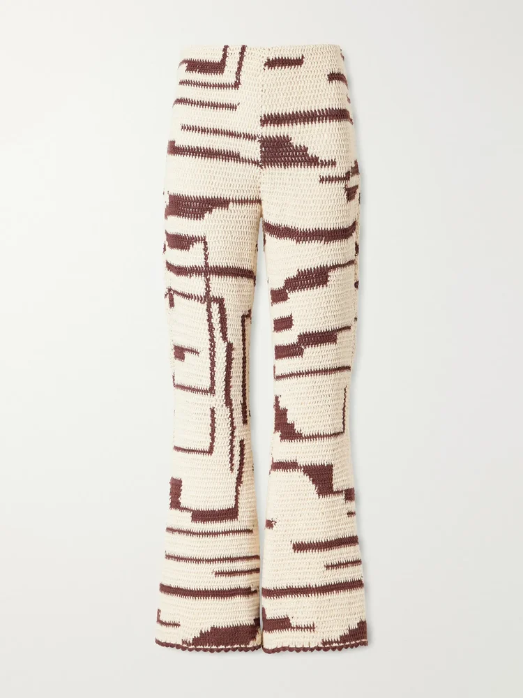 Farah crocheted cotton flared pants
