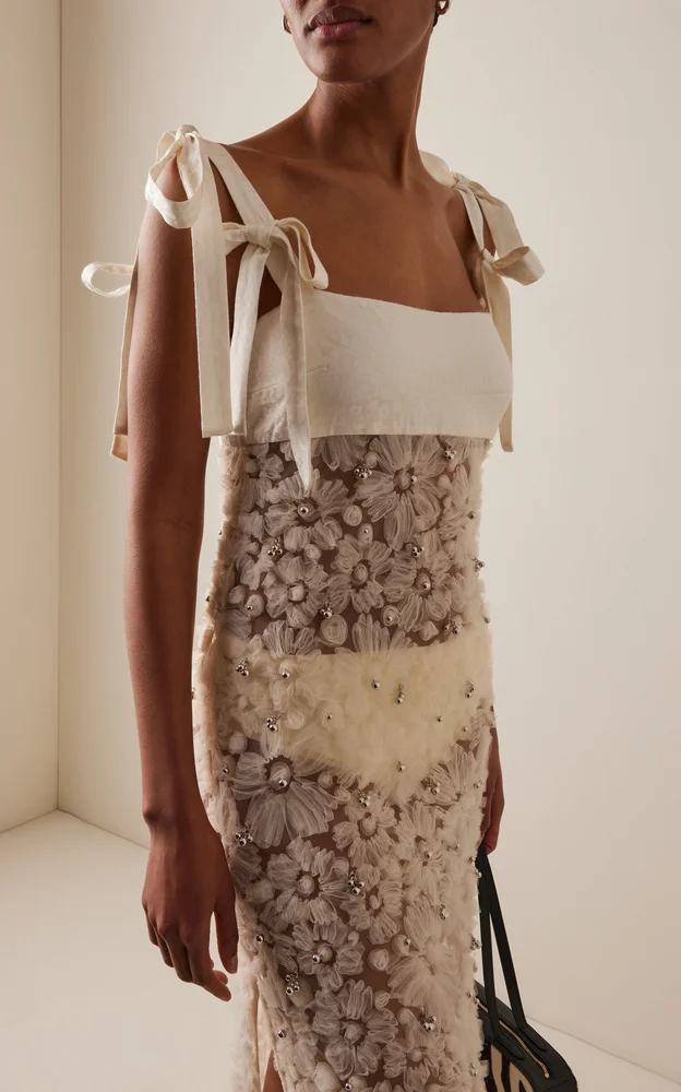 Tallula Floral-Appliquéd Tulle Midi Dress