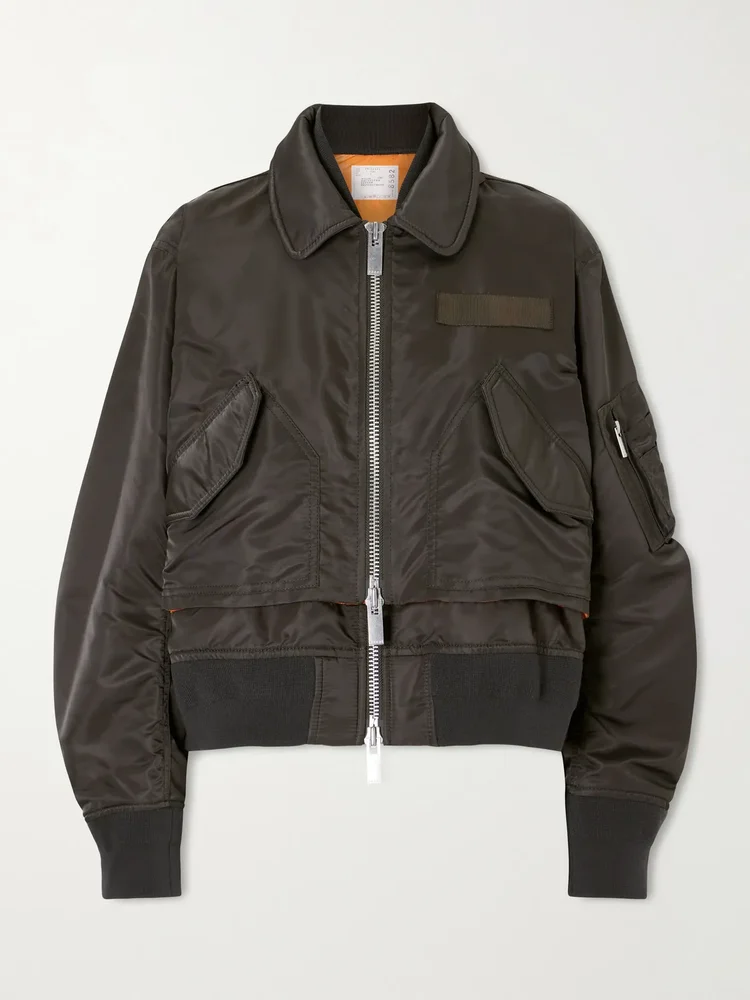 Cropped padded shell bomber