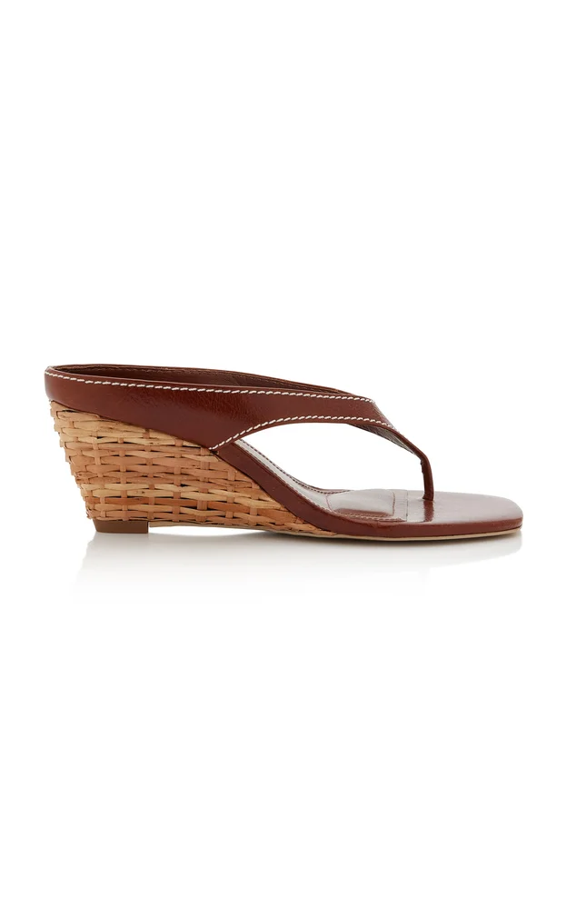 Hazel Leather Thong Wedge Sandals