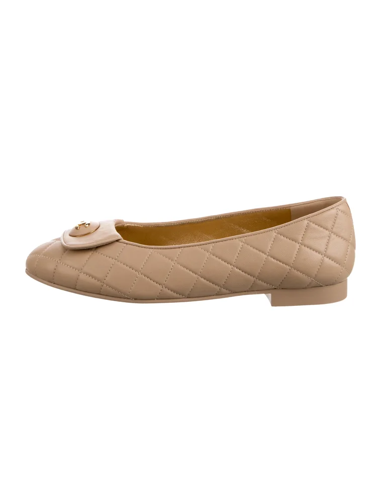 Pre-Owned 2023 Beige Quilted Leather Ballet Flats
