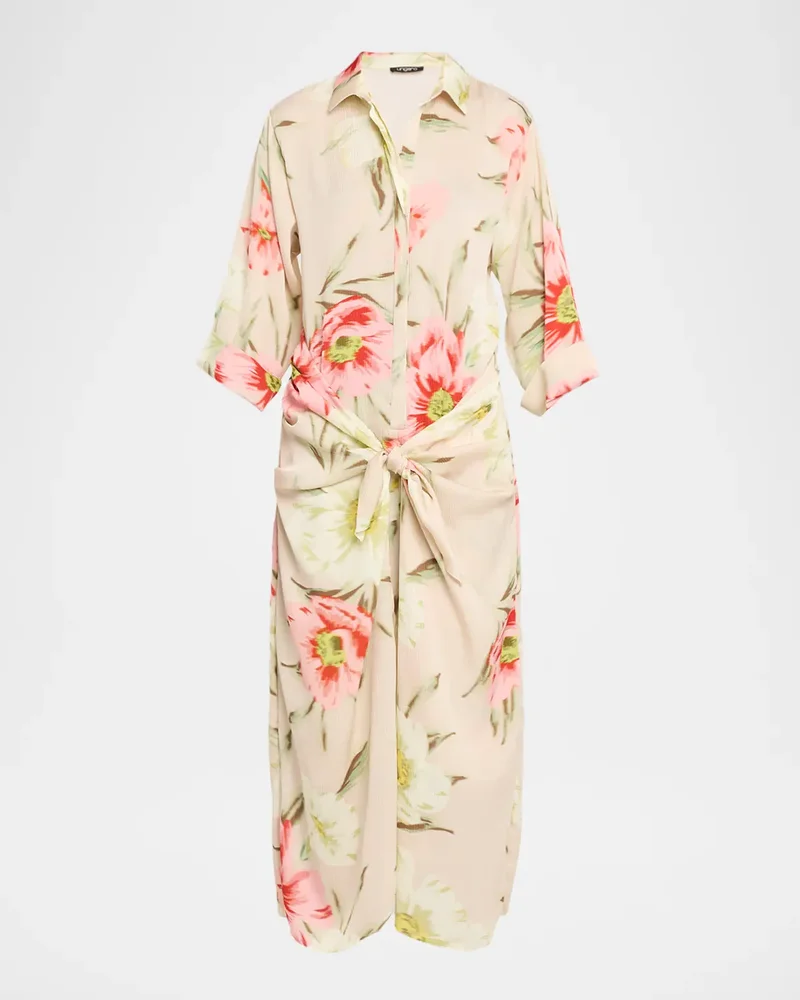 Iris Floral-Print Maxi Shirtdress