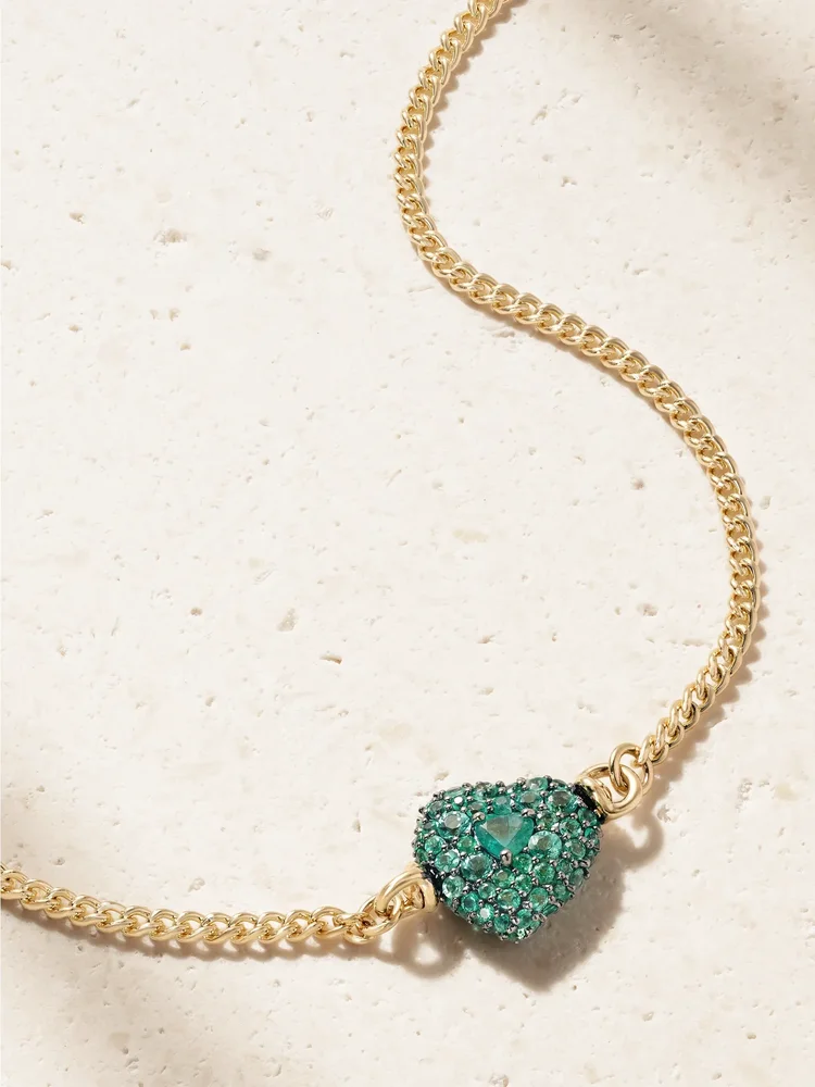 Chubby Love 14-karat gold emerald necklace