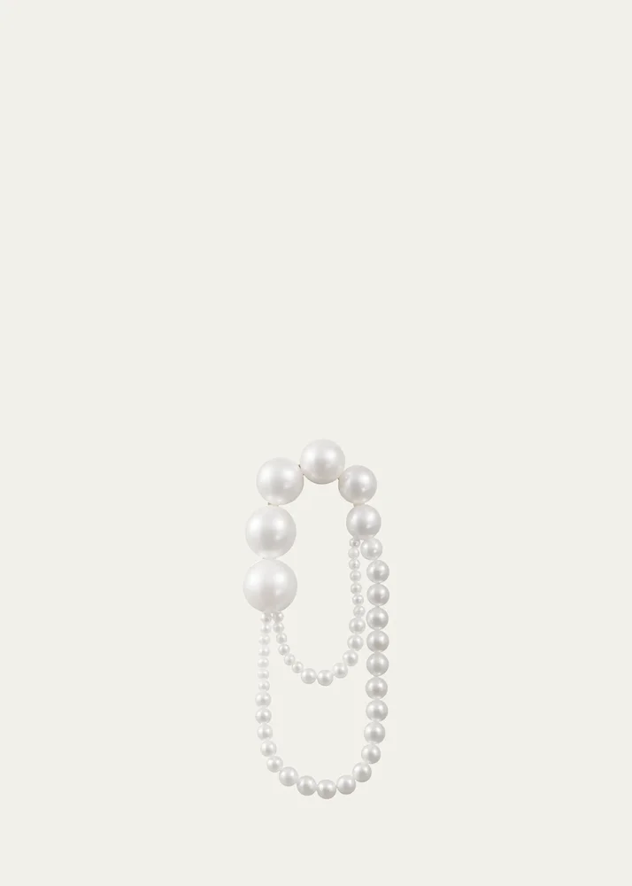 14K Yellow Gold Embrasse de Perle Graduating Freshwater Pearl Earring, Single (Left)