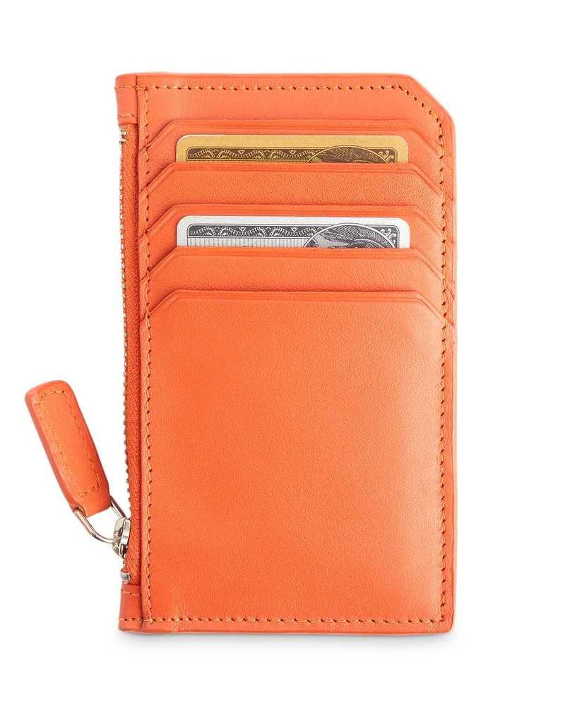 Leather Zipper Credit Card Case