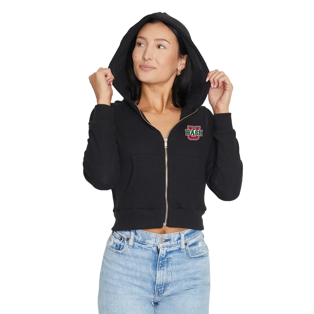 WashU Waffle Knit Zip Up Hoodie