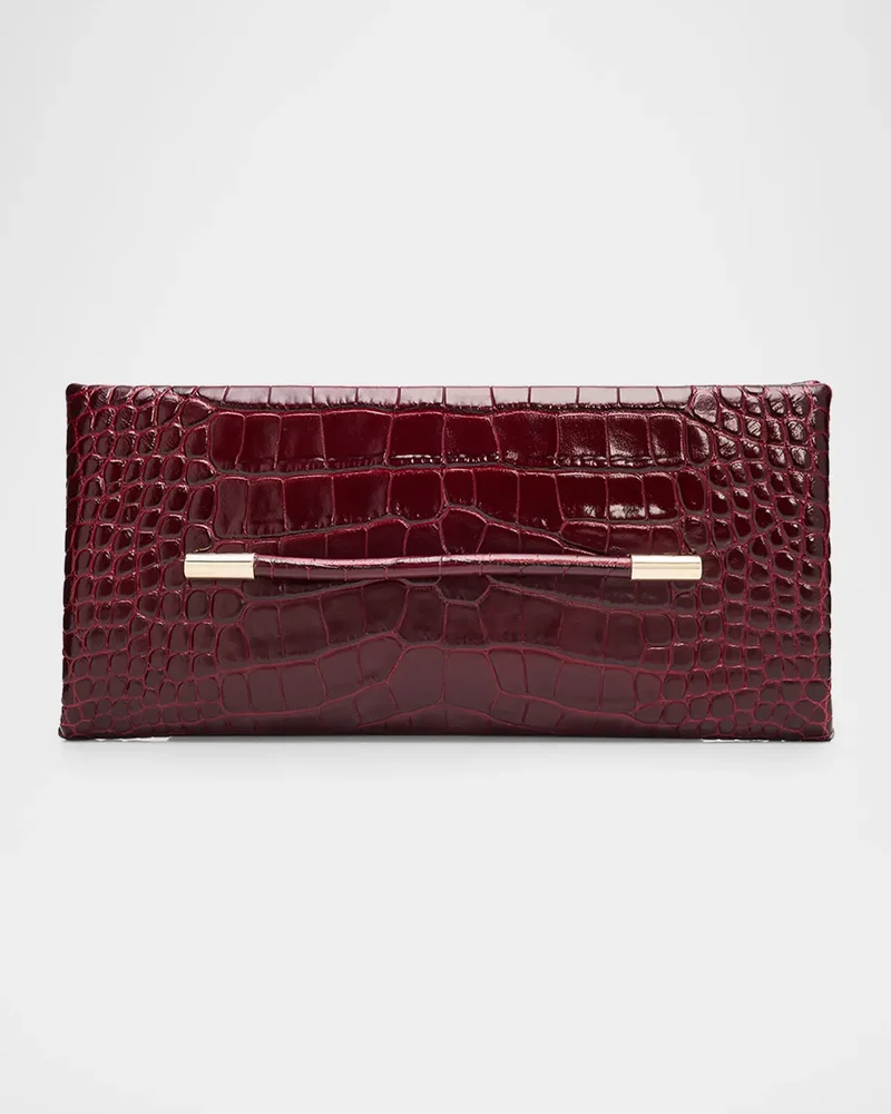 Ava Croc-Embossed Leather Clutch