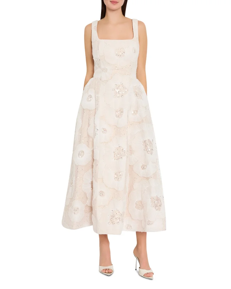 Arianna Tulle Flower Beaded Dress