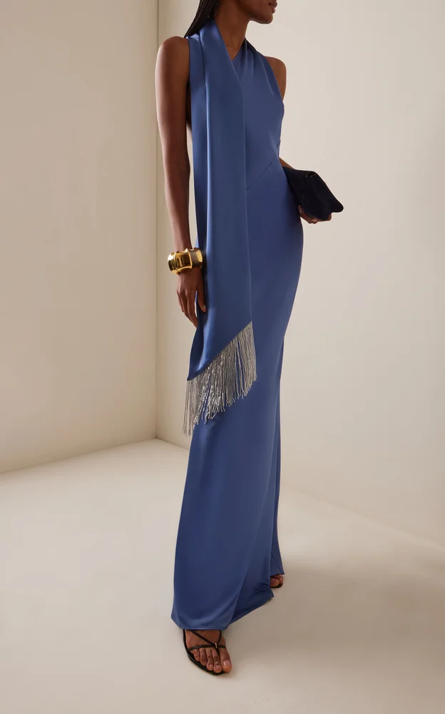 Brice One-Shoulder Satin Maxi Dress