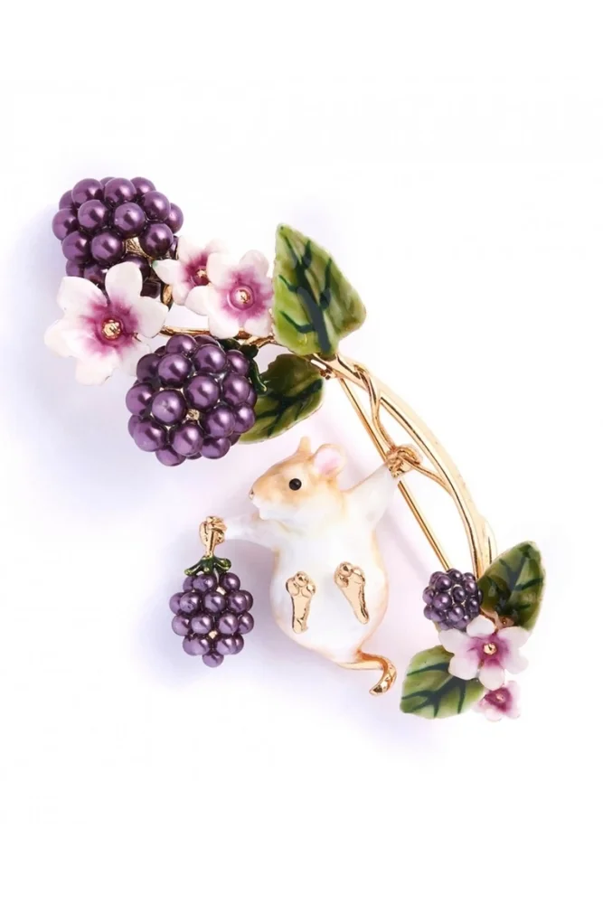Blackberry & Mouse Brooch