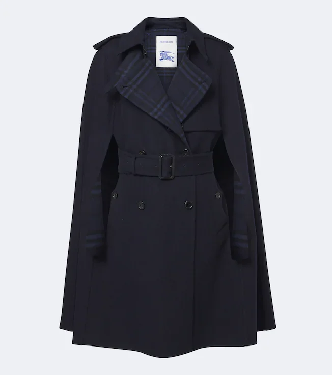 Burberry Check belted wool cape