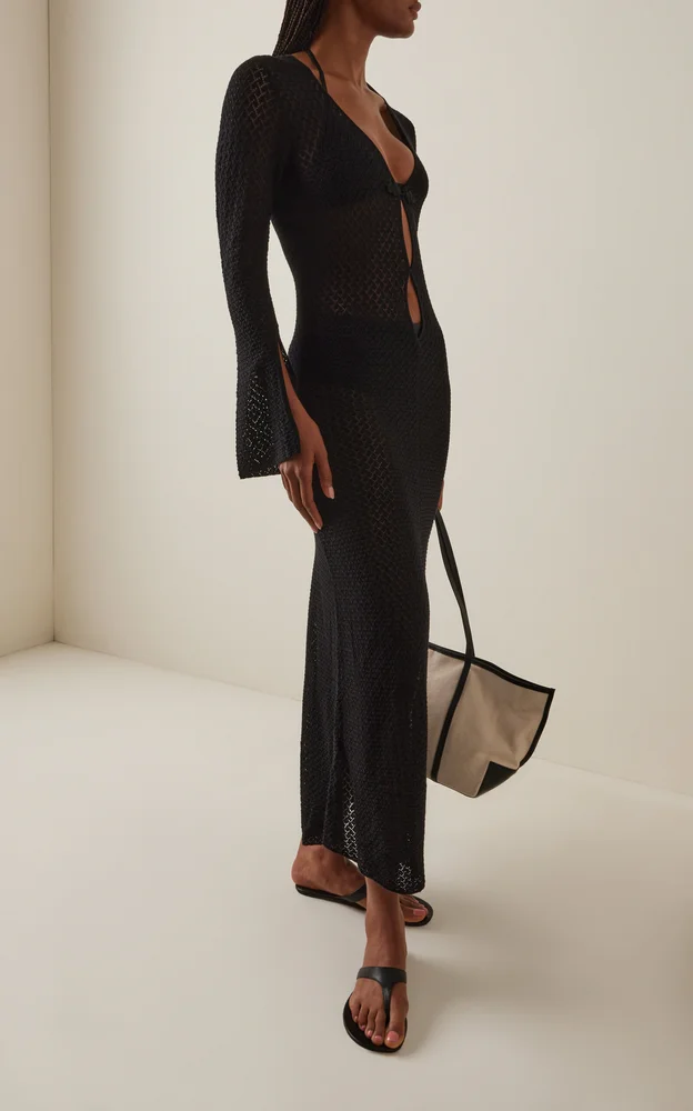 Tanzania Pointelle-Knit Organic Cotton Maxi Dress