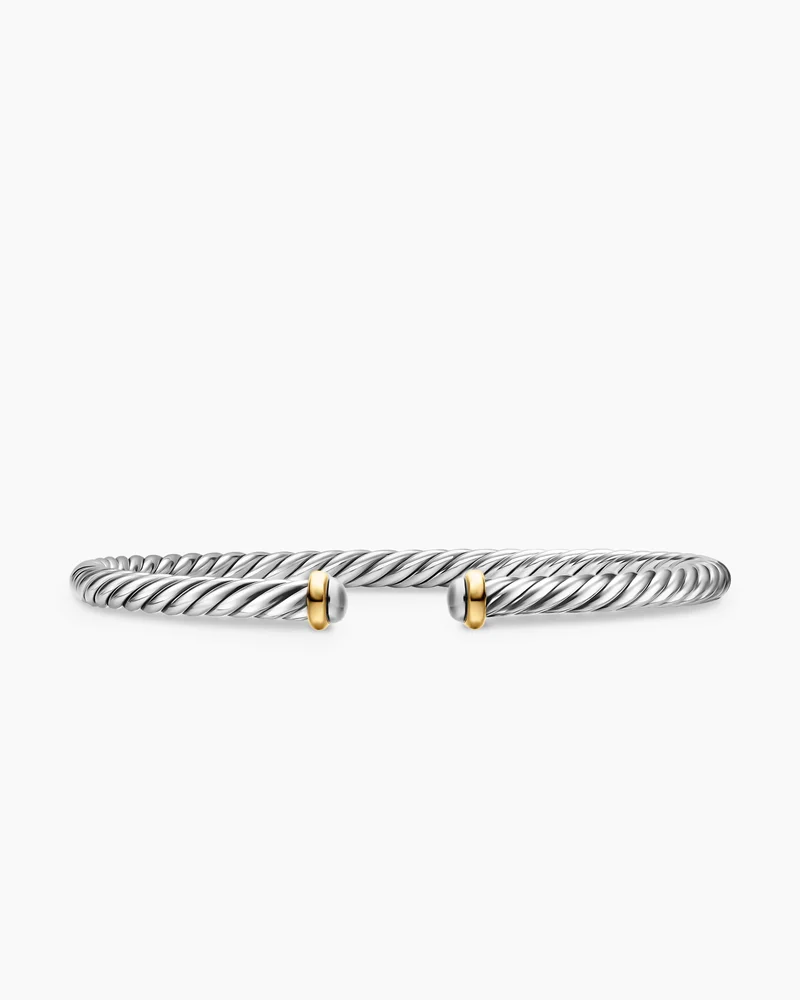 David Yurman Cable Flex Bracelet Sterling Silver with 14K Yellow Gold, 4mm