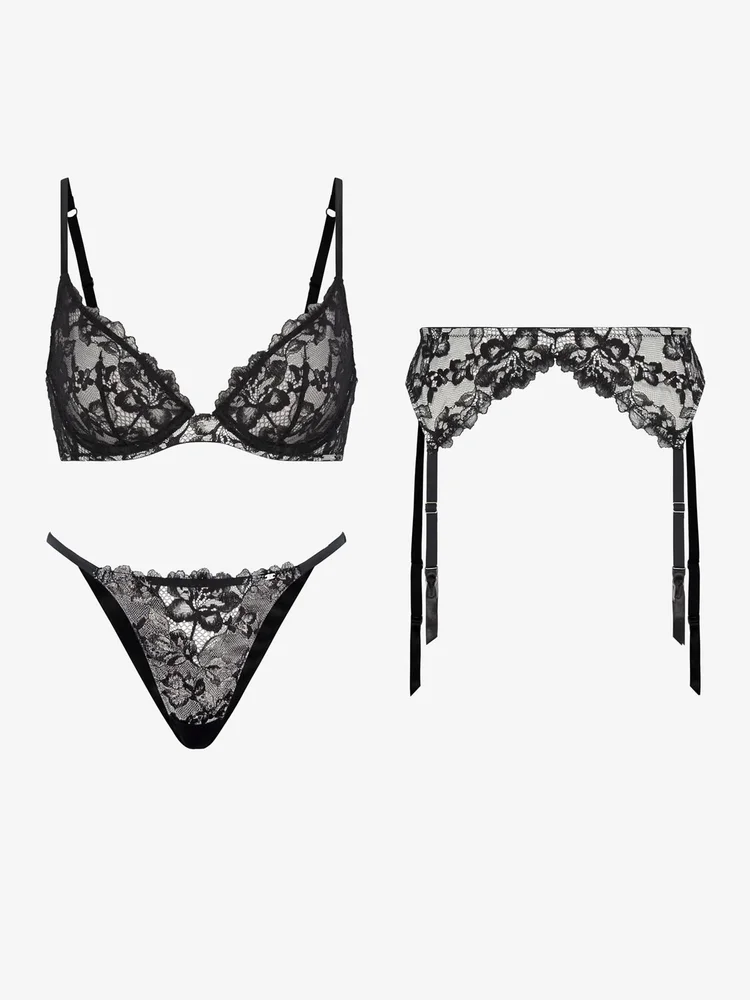 Satin Secrets 3-Piece Garter Set