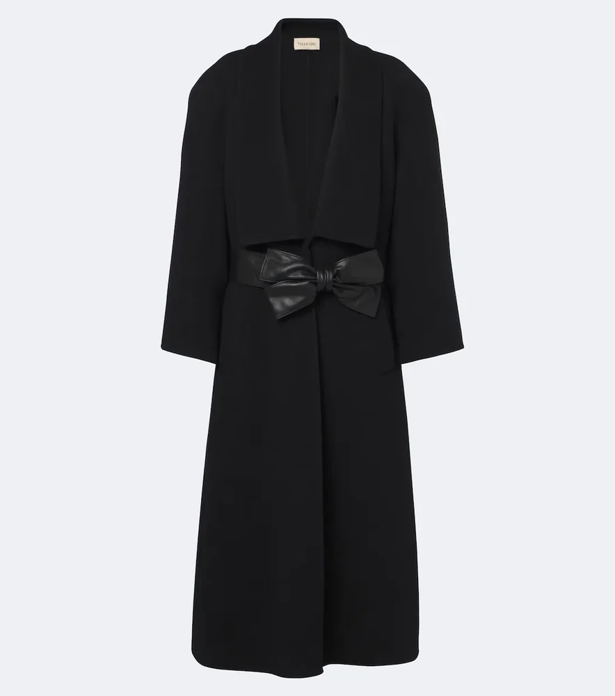 Bow-detail wool and cashmere coat