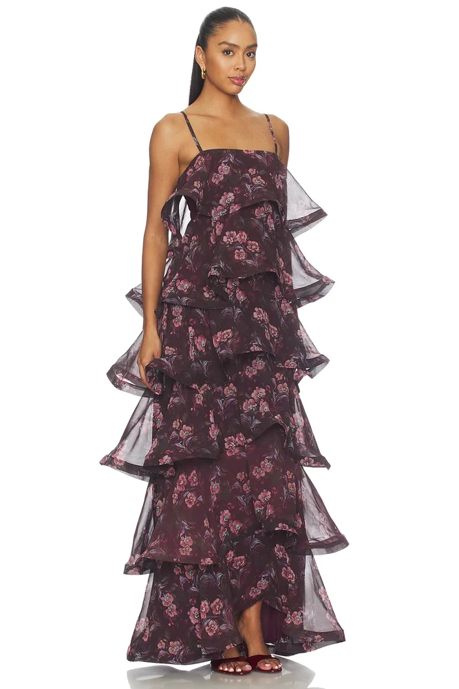 Rosaria Strapless Tiered Gown