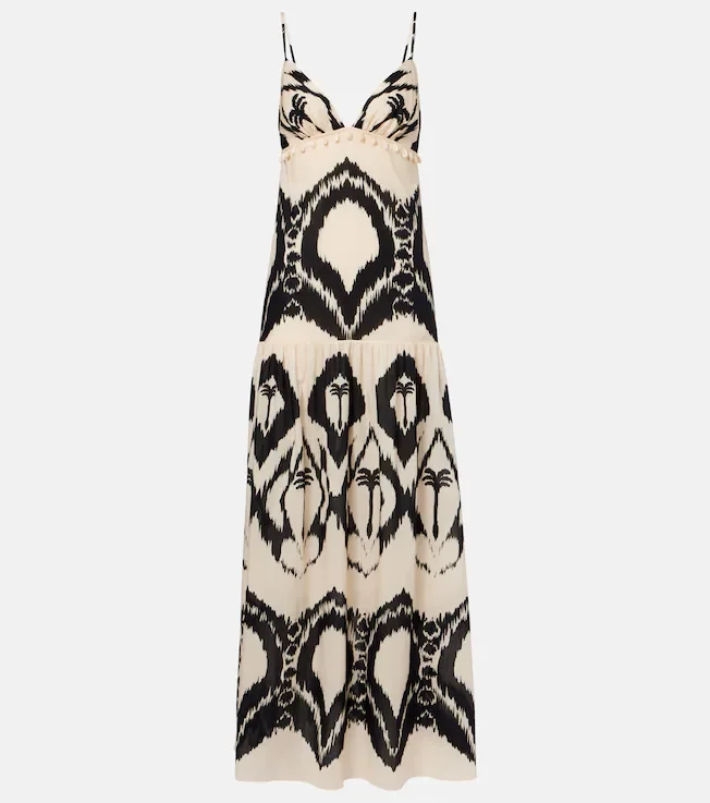 Printed cotton poplin maxi dress