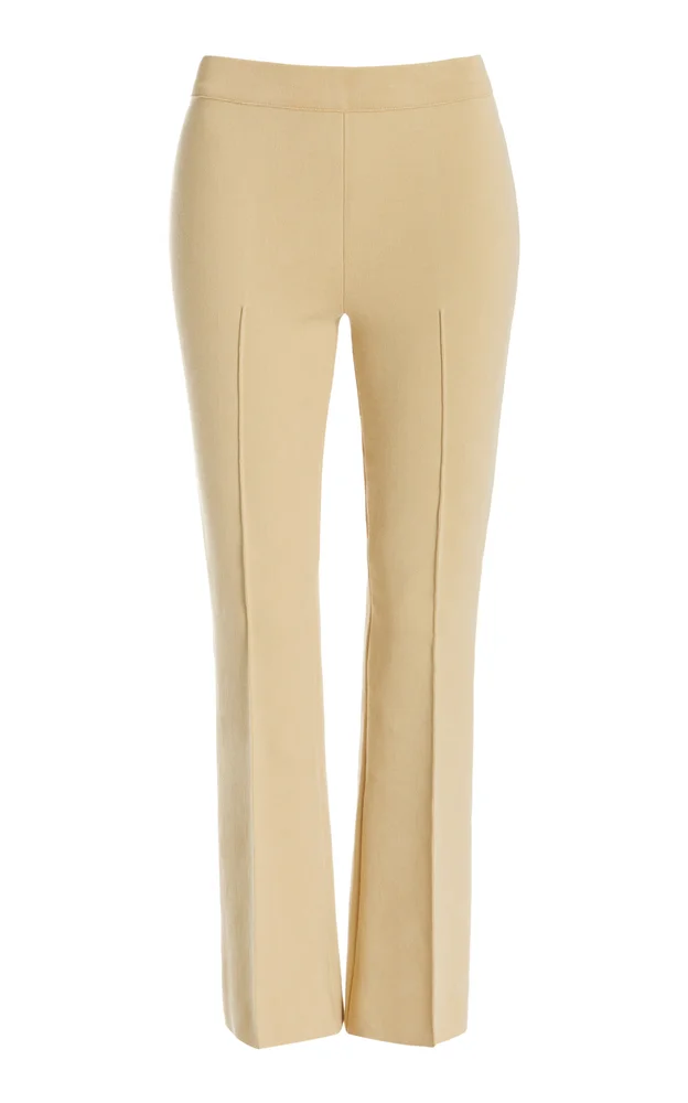 Kick Stretch-Cotton Knit Cropped Flared Pants