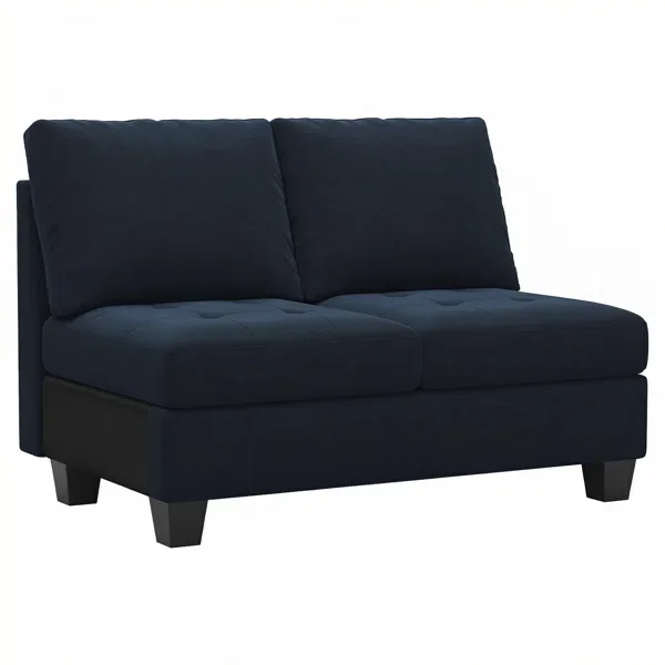 Eyram Velvet Armless 2 Seater Chair, Double Seat Module for Modular Sofa Sectional Couch