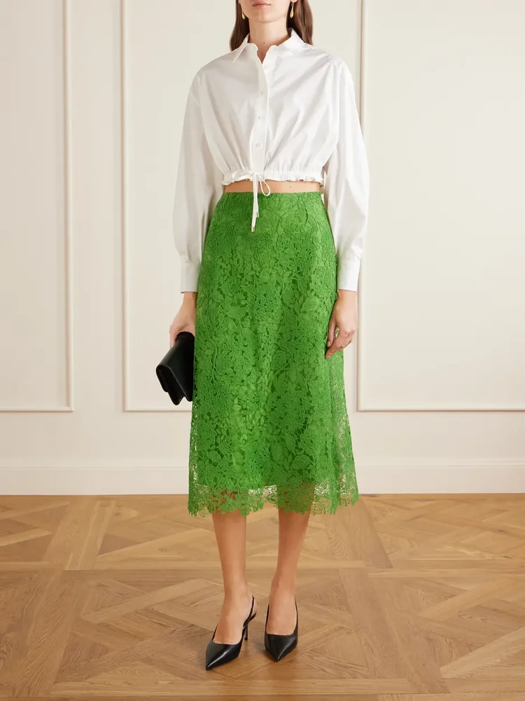 Cropped cotton-blend blouse