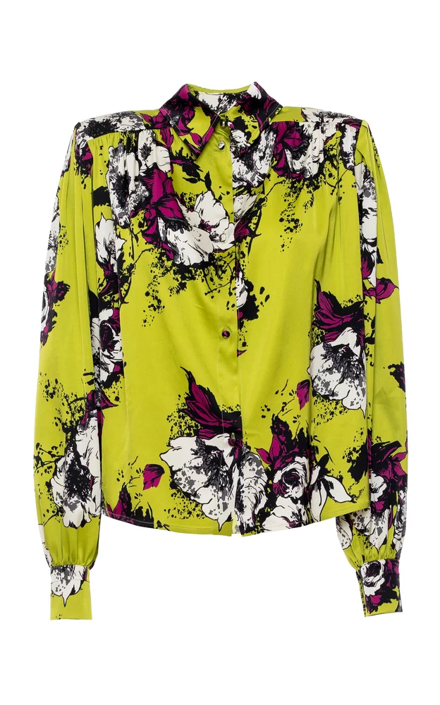 80s Printed Satin Top