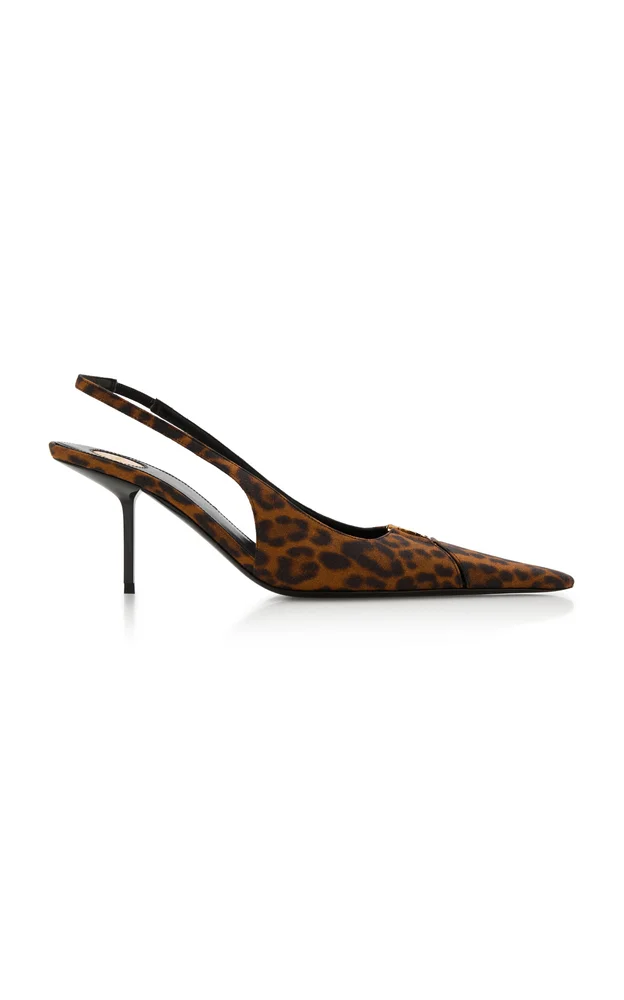 Babylone Leopard Grosgrain Slingback Pumps