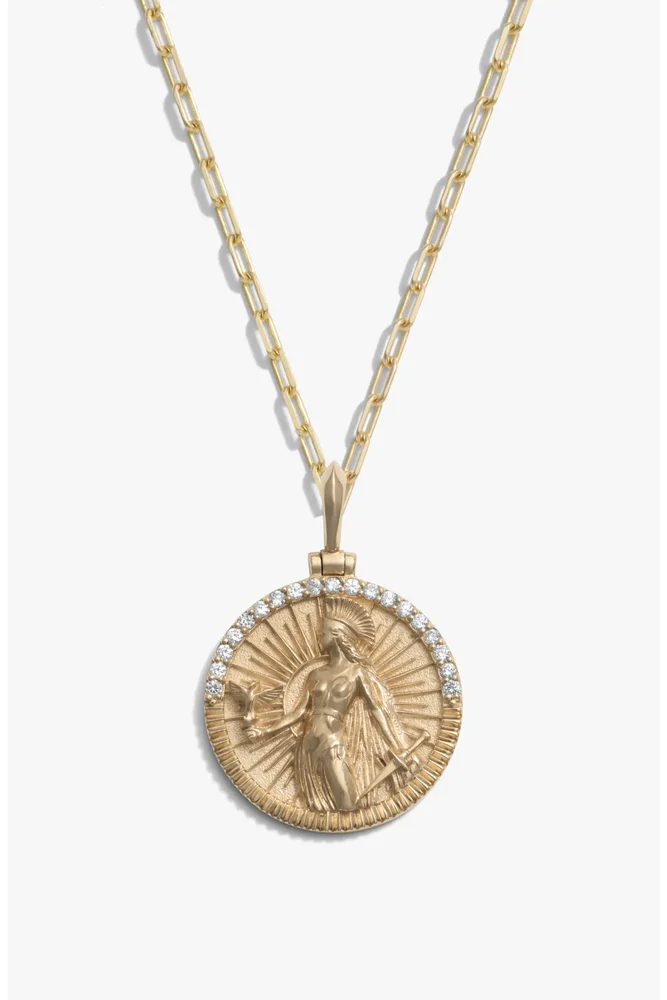 Diamond Athena Medallion Pendant Necklace