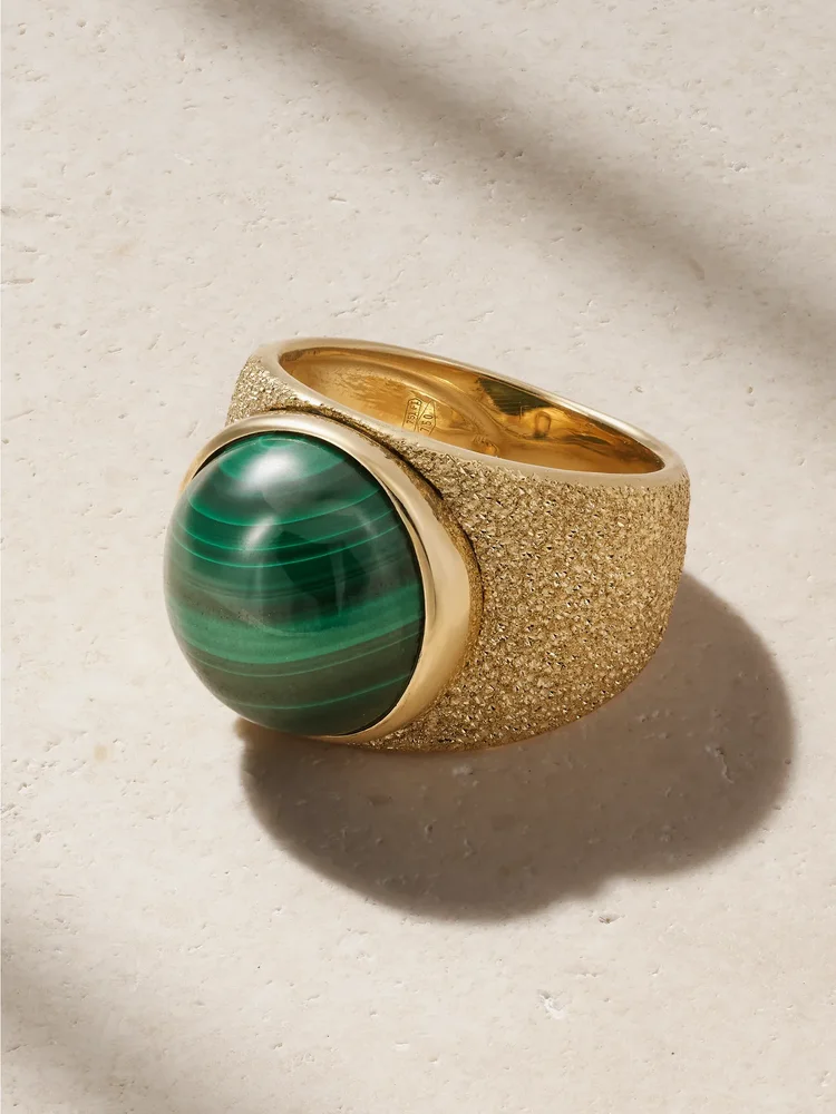 Downtown 18-karat gold malachite ring
