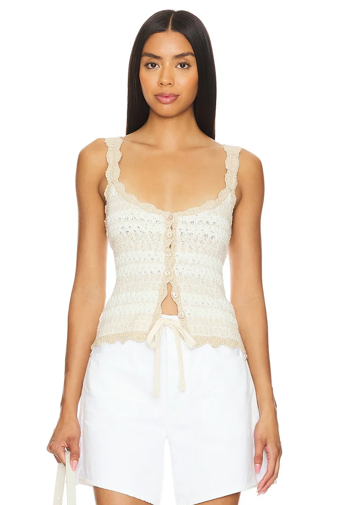 Textured Scalloped Tank