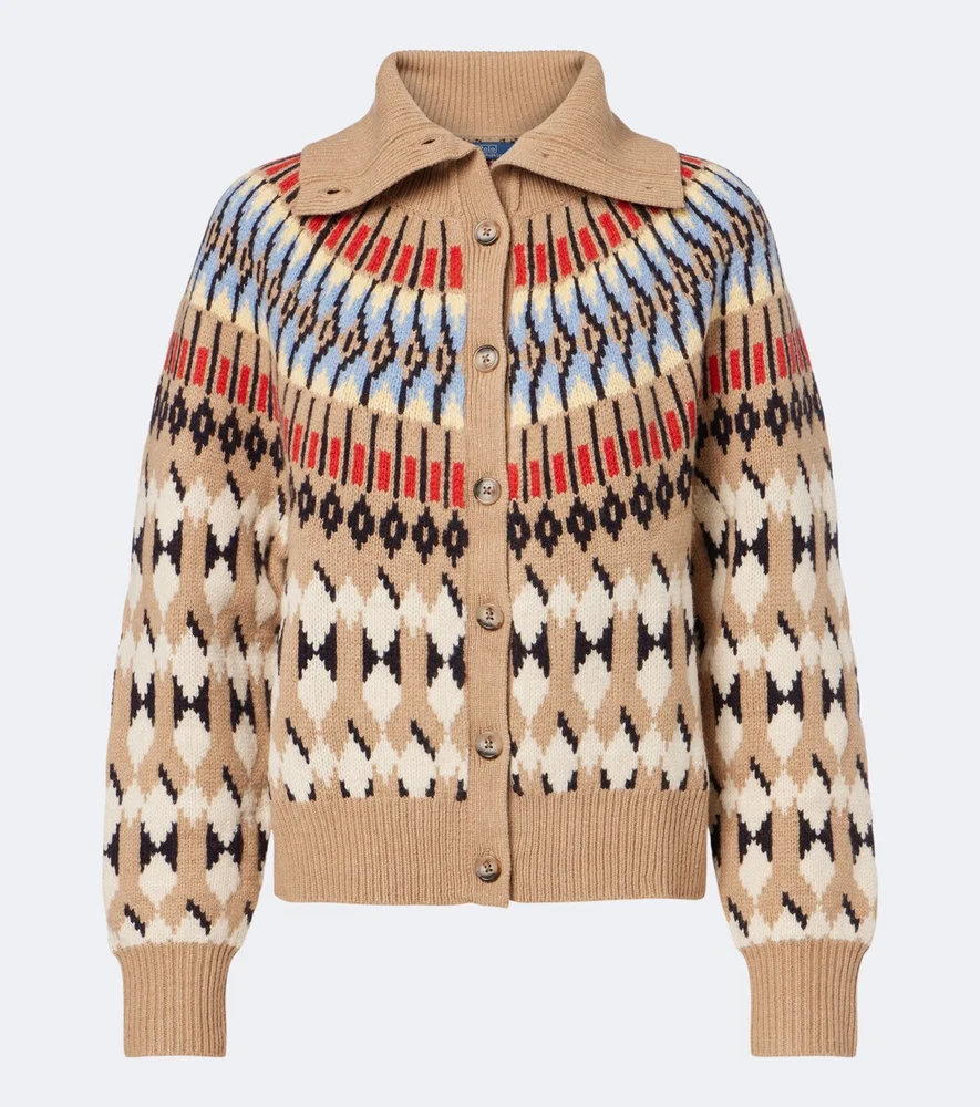 Intarsia wool and cashmere cardigan