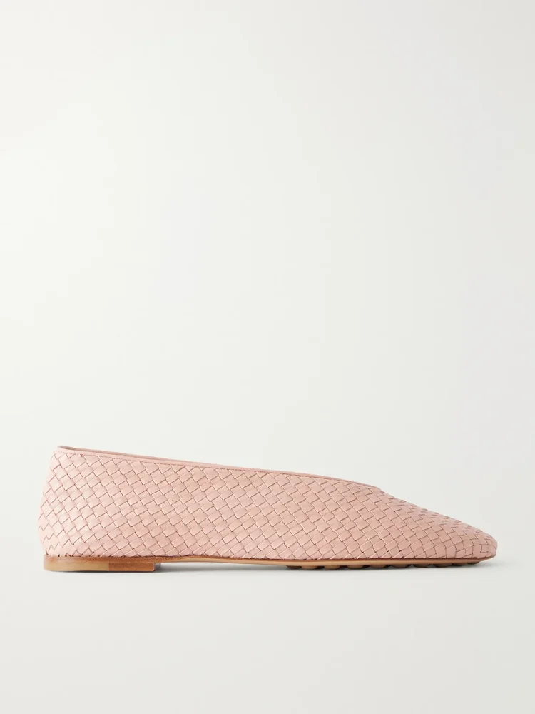 Rosa Intrecciato leather ballet flats