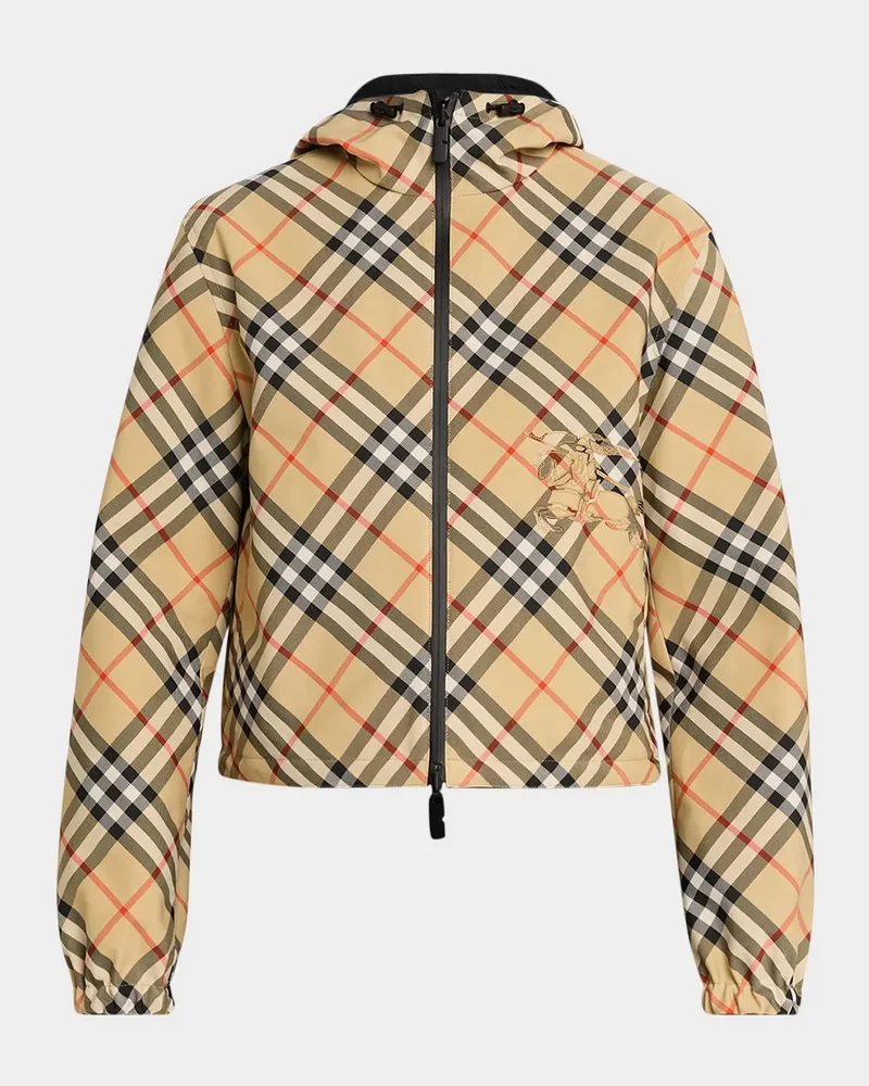Reversible Check Crop Zip Jacket