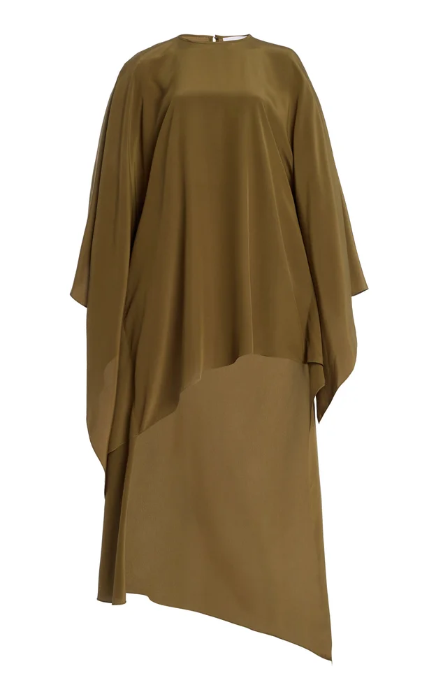 Asymmetric Silk Crepe de Chine Caftan Top