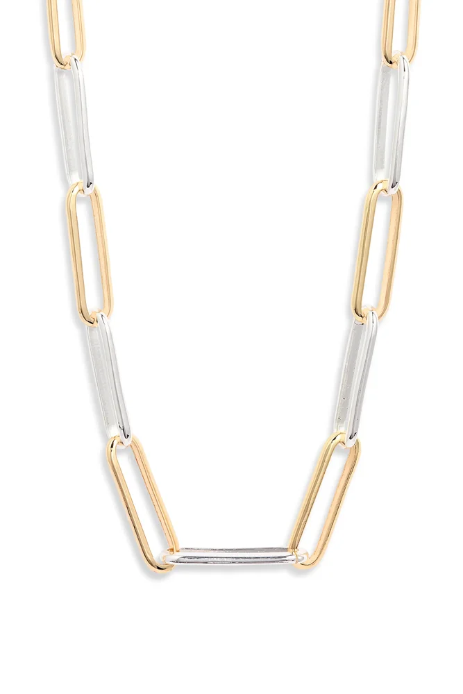 Two-Tone Paper Clip Chain Necklace