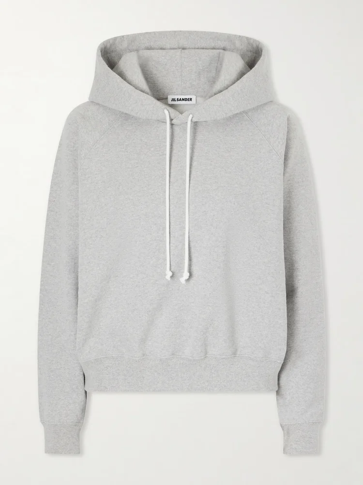 Cropped cotton-jersey hoodie