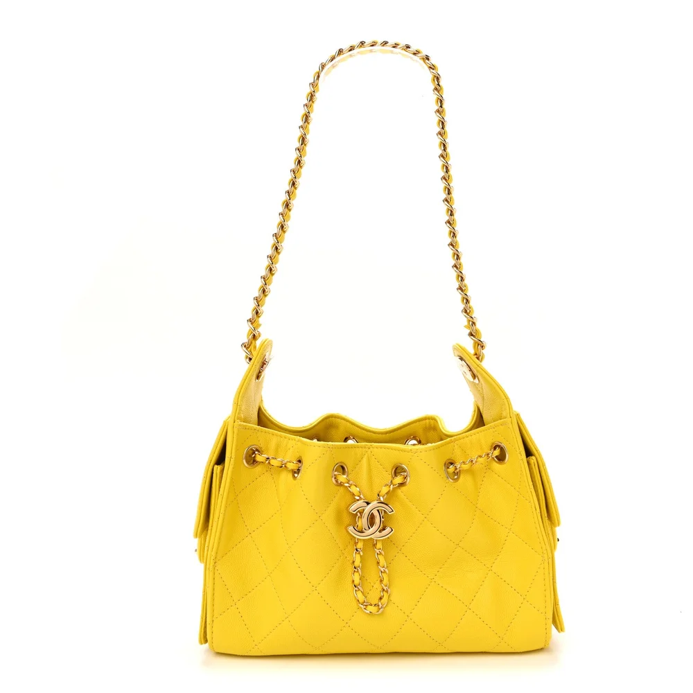 Pre-Owned 25 Mini Hobo Bag Quilted Caviar Yellow