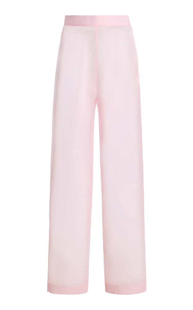 Exclusive Flora Organza Straight-Leg Pants