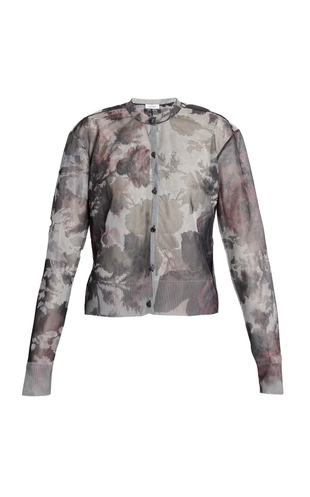 Printed Jacquard Knit Cardigan