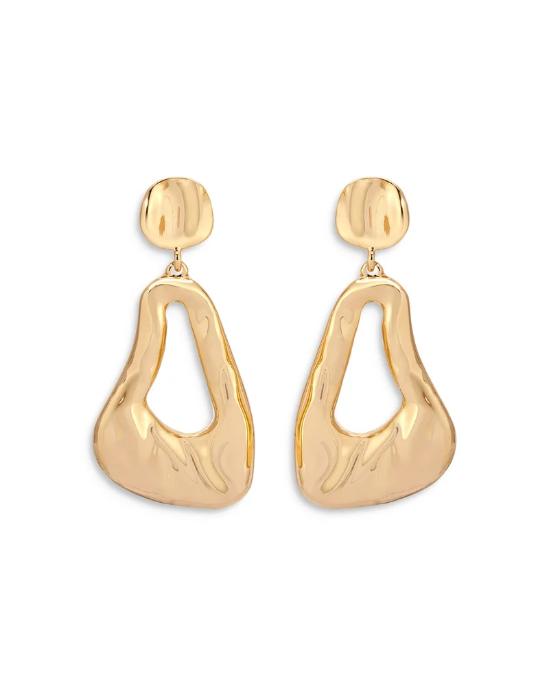 Molten 18K Yellow Gold Plated Drop Earrings, 1.9"L