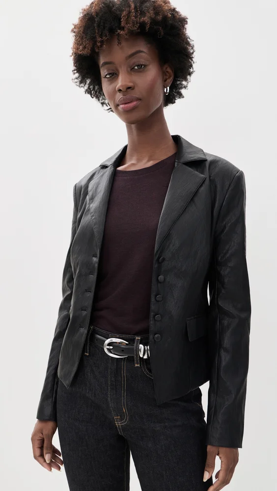 The Fitted Faux Leather Blazer