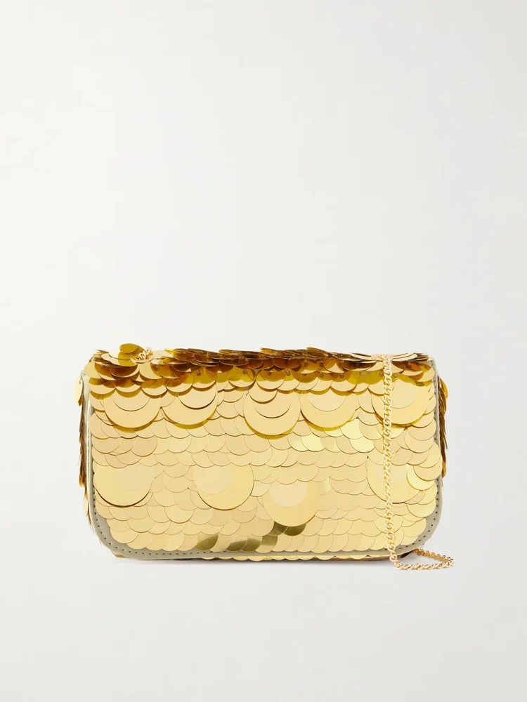 Sparkle mini sequin-embellished shoulder bag