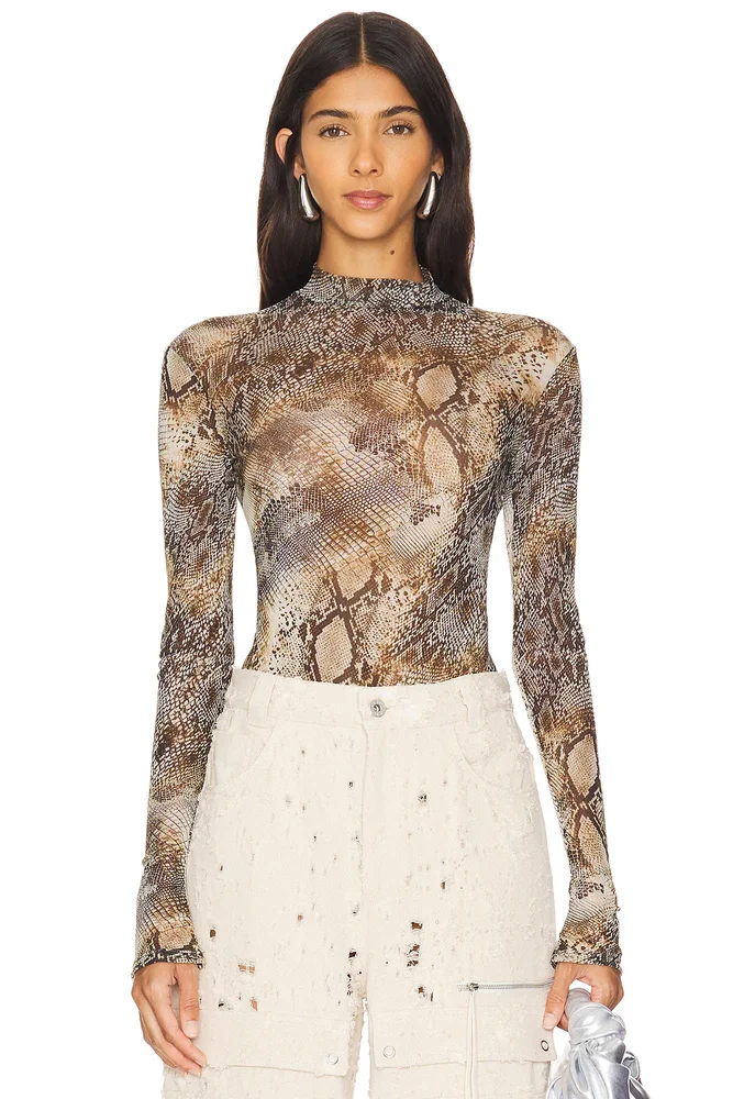 Mesh Mock Neck Bodysuit