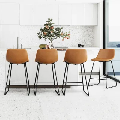 Hambrook Faux Leather Sled Base Bar and Counter Stool