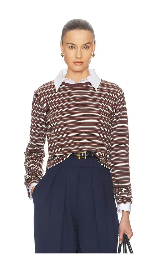 The Rib Long Sleeve Tee in Stripe
