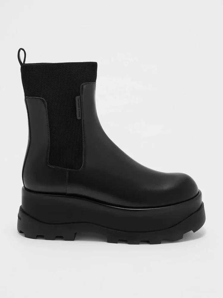 Barron Platform Ankle Boots, Black